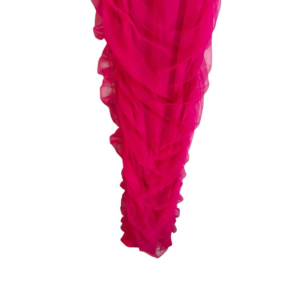 NWT PRETTYLITTLETHING Shape Hot Pink Mesh Corset Bandeau Maxi Dress Size 4 - Picture 3 of 6